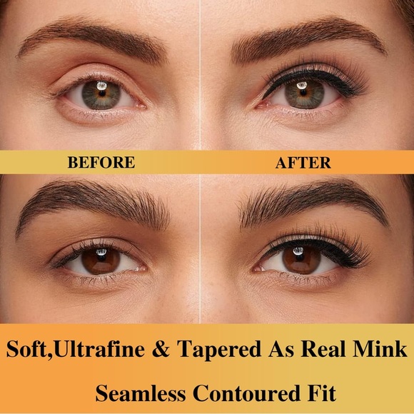 Magnetic Eyelashes/Faux Mink Short Cat Eye Natural Looking with Eyeliner, Vegan - Picture 5 of 8